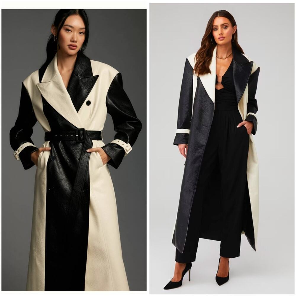 Ronny Kobo Baylor Faux Leather Trench Coat Size Small - Picture 3 of 11